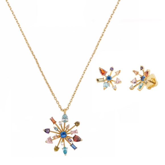 KATE SPADE • Firework Floral Pendant Necklace and Earrings Set - Picture 1 of 8